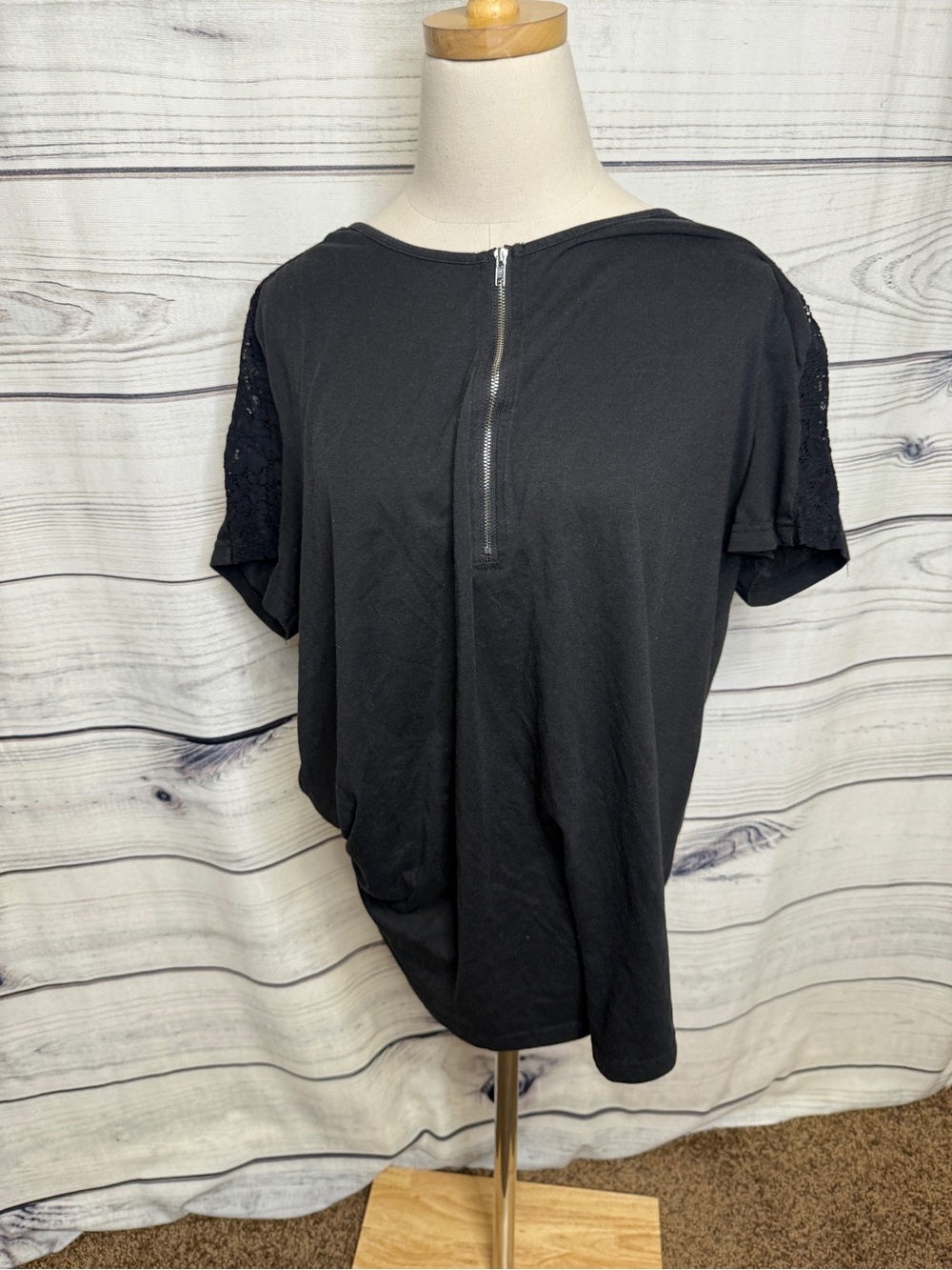 BloomChic Black Women’s blouse, silver zipper accent